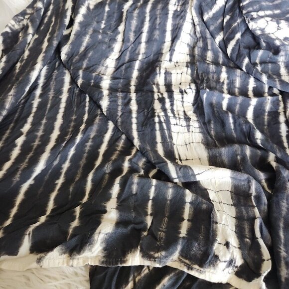 Boho Hippie Tie Dye Sharkbite Rayon Maxi Midi DRESS Size 8 Black Swim Coverup - Picture 9 of 13